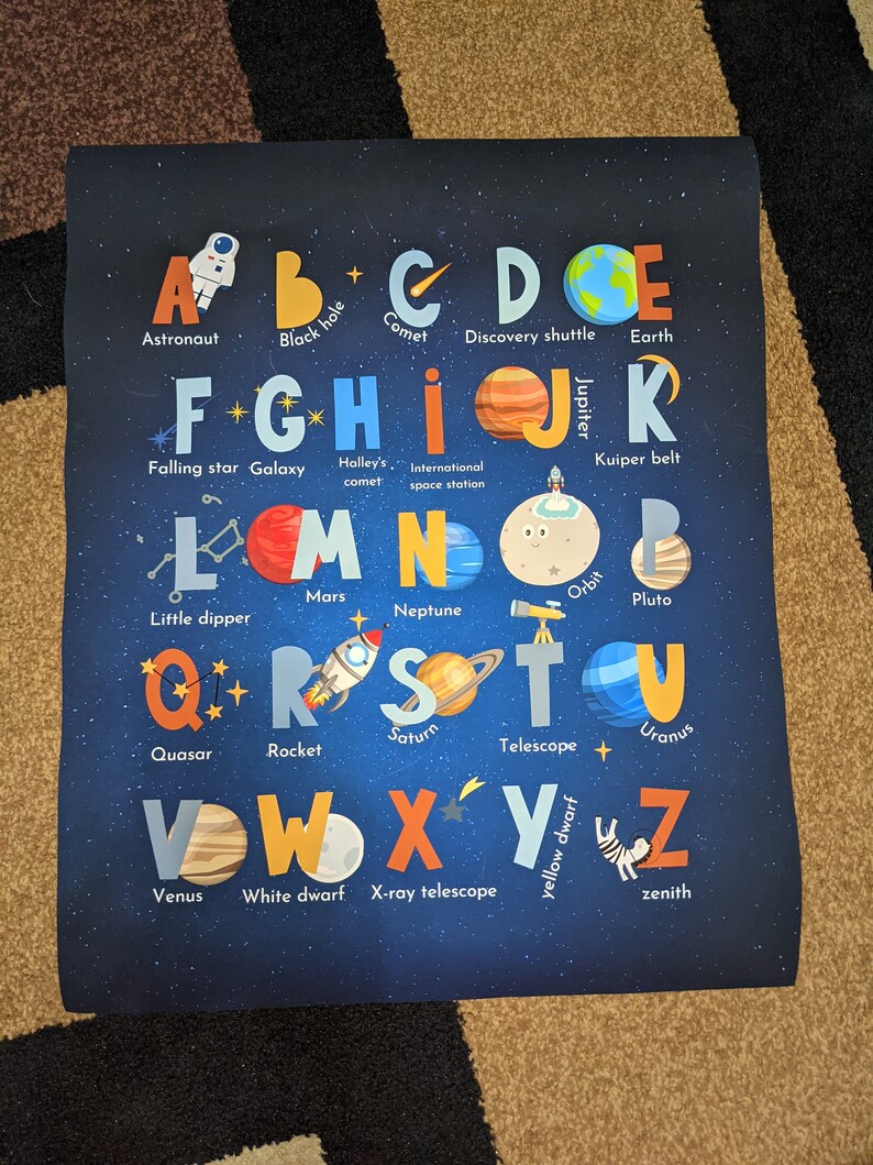 Nursery Alphabet Space Themed Nursery Space Alphabet Etsy
