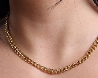 18k Solid Gold Cuban Link Chain Necklace - 24 inch