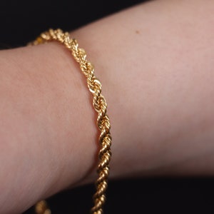 18k Rope Gold Bracelet, Rope Chain Bracelet, Gold Rope Chain, Solid Rope Chain, Real Gold Bracelet, Dainty Gold Bracelet, Anniversary Gift