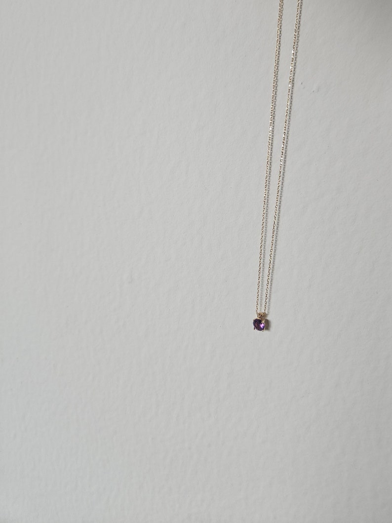 18K Gold Necklace, Amethyst Pendant Stone, Solid Genuine Gold Necklace ...