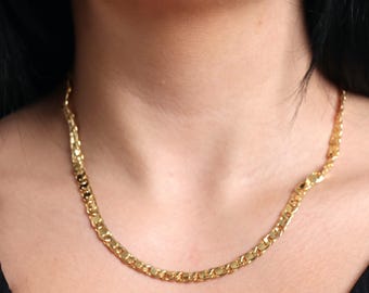 18K Solid Gold Layering Chain Necklace - 18K Gold Chain - Real 18K Gold Chain Necklace 18K Shiny Gold Chain Necklace Birthday Gift Unisex