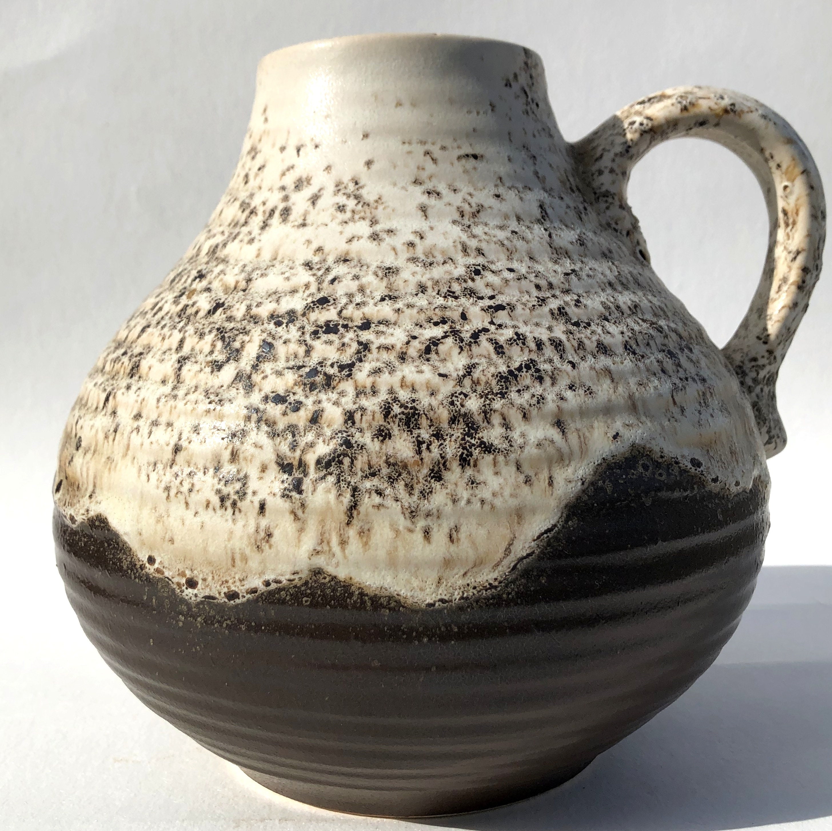 Mid Century Brown/cream West German Pottery Vase Dümler