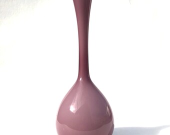 Mid Century Cased Purple White Opaque Glass Vase Empoli Italy 1960's