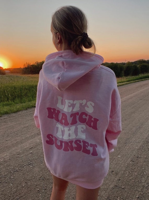 Pink Sunset Hoodie Trendy Pink Hoodie Light Pink Oversized Sweatshirt -   Hong Kong