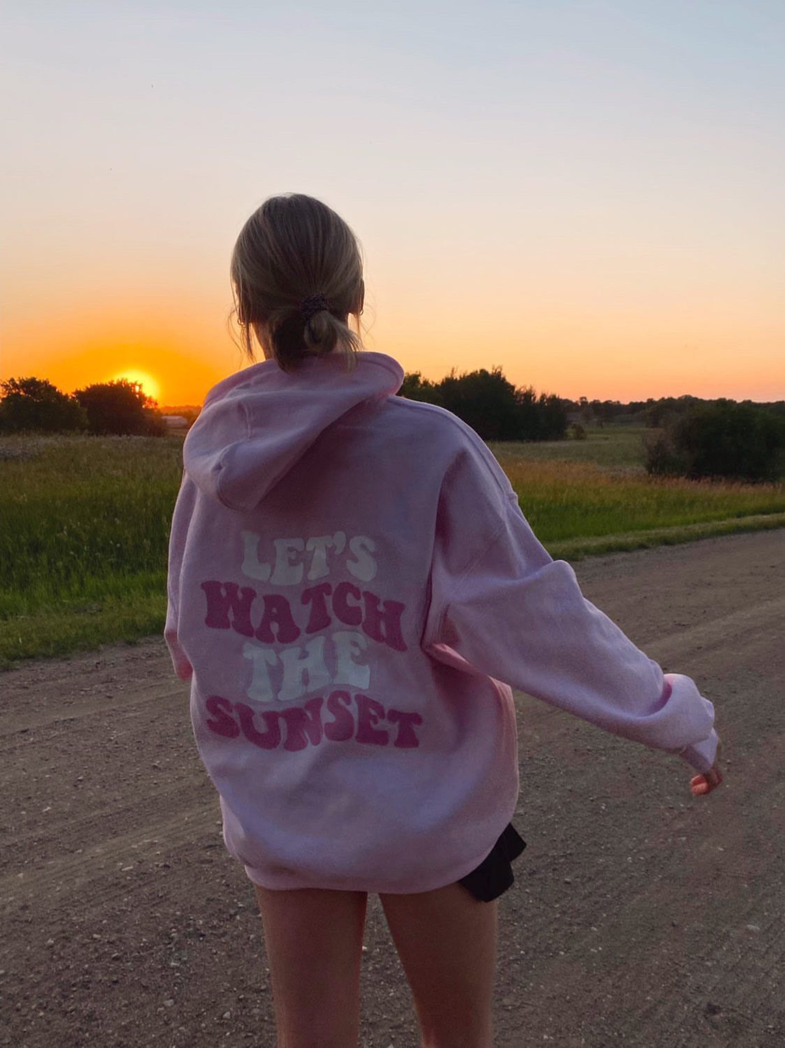 Pink Sunset Hoodie Trendy Pink Hoodie Light Pink Oversized Etsy