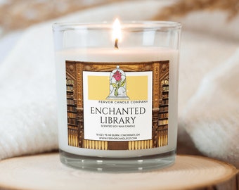 Enchanted Library Soy Wax Candle | Disney Inspired | Beauty & The Beast | Enchanted Rose | Library Candle | Disney Gift | Booklover Gift