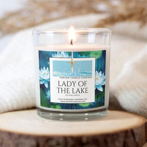 Lady of The Lake Soy Wax Candle | King Arthur Decor | Legend of Excalibur | Once and Future King | Book Candle | Cursed Book | Bookish Gift