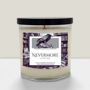 Nevermore Soy Wax Candle | Edgar Allan Poe | The Raven | Dark Poetry | Library Candle | A Midnight Dreary | Booklover Gift | Gothic Decor image 3