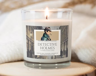 Detective Holmes Soy Wax Candle | Sherlock Holmes Literary Candle | Booklover Gift | Dark Academia Decor | Bookish Decor