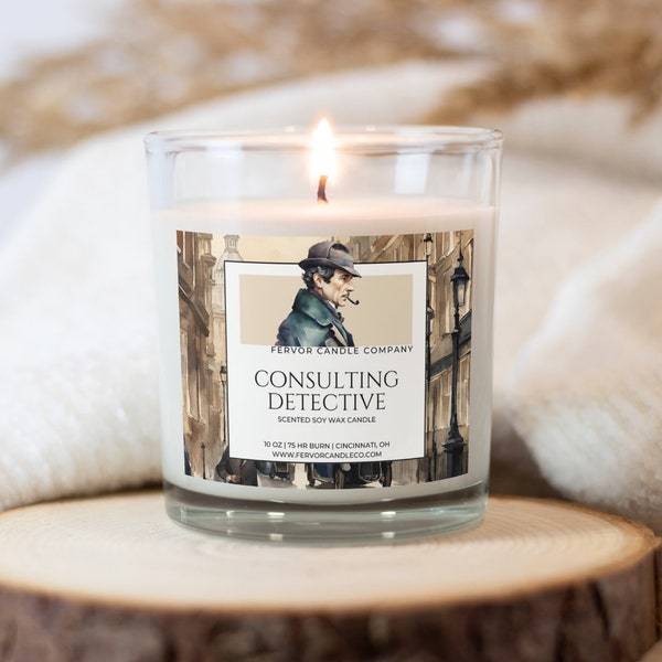 Consulting Detective Soy Wax Candle | Sherlock Holmes | Book Candle | Booklover Gift | Literary Candle | Masculine Scented Candle | Gift