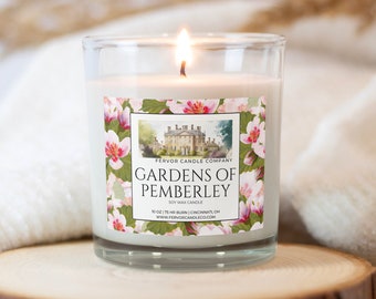 Gardens of Pemberley Soy Wax Candle | Jane Austen Candle | Pride and Prejudice | Pemberley | Library Candle | Mister Darcy | Booklover Gift