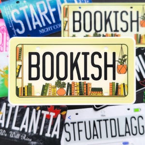 Bookish ijdelheid nummerplaatsticker, ouder Kindle-accessoire boekenwurm voor groene duim