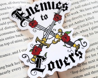 Enemies to Lovers Bookish Sticker, Romantasy Kindle Accessory
