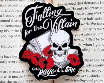 Villain Romance Bookish-sticker, één pagina tegelijk vallen voor de schurk, Kindle-accessoire, Dark Romantasy-lezer
