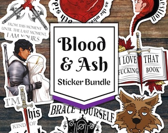 Blood and Ash Sticker Bundle, Officially Licensed JLA Merch, FBAA Stickers Set, Poppy Casteel, Stickers for Smut Book Lover Book Nerd Reader