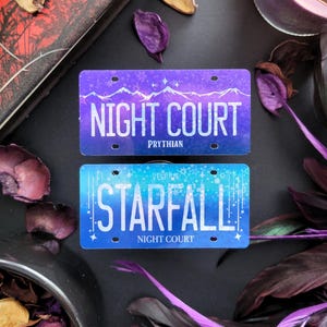 ACOTAR, lot de 2 autocollants livresques pour plaques d'immatriculation, sous licence officielle SJM, autocollants romantiques Starfall Sparkle