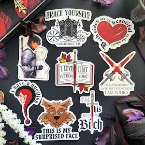 Ensemble d'autocollants de sang et de cendres sous licence officielle JLA Merch, lot d'autocollants Kindle de la FBAA, coquelicot Casteel Kieran, cadeau fantastique romantique pour amoureux des livres