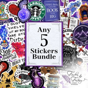 Any 5 Stickers Bundle | Bookish Sticker Pack | Fantasy | Booktok | Smuttok | Bookstagram | Smutty Kindle Sticker | JLA | SJM | Bookish Gift