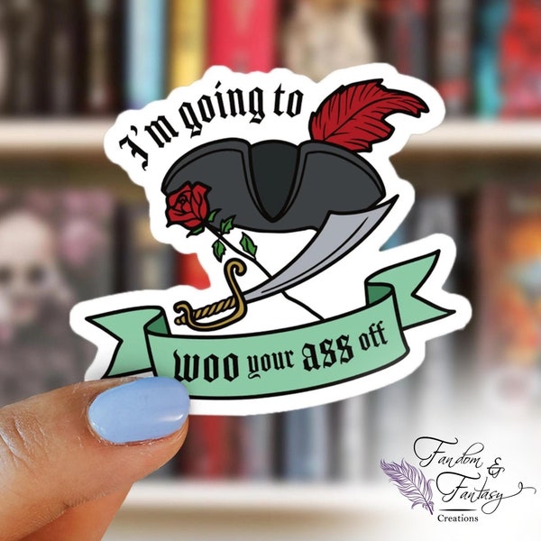 Well Met Bookish Sticker | Woo Your Ass Off | Captain Blackthorne | Jen DeLuca | Ren Faire Romance | Kindle Laptop Tablet | Water Resistant