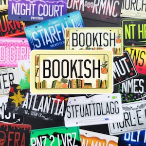 BOOKISH License Plate Sticker, Books and Plants Vanity Plate Kindle Sticker, Bookworm and Green Thumb Gift, Bookish Things, Bookish Merch