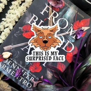 De Blood and Ash Sticker, produit sous licence officielle JLA, This is my Surprised Face, Kieran Contou, FBAA Wolven Bookish Kindle Sticker