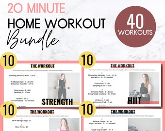 20 Minute Home Workout Workout Guide Strength Training HIIT Beginner Workouts Easy Workouts Workout Plan Weightloss Workout Etsy