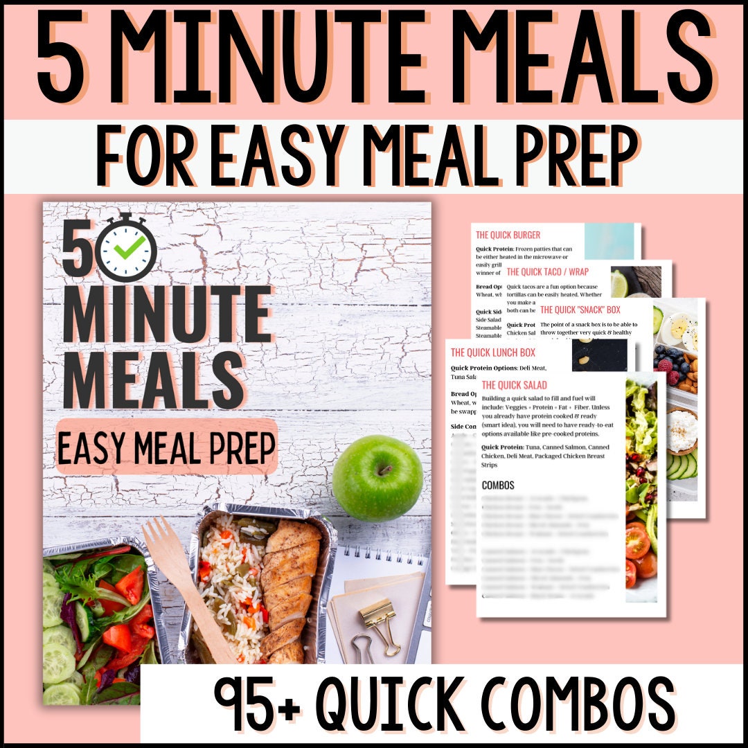 5 Minute Meals Printable Meal Prep / Weightloss Meal Plan / Easy Meal ...