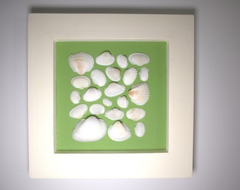 8x8" Lime Seashell Framed Wall Art, Nautical Artwork, Beach Home Decor