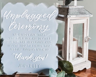 Unplugged Ceremony Sign -  Acrylic Unplugged Wedding Sign - Acrylic Sign for Wedding - No Cell Phone or Cameras Sign