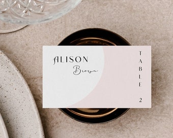 Blush Arched Wedding Place Card Template (Instant Download)