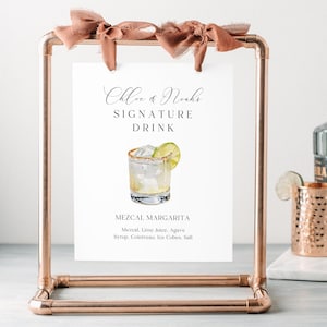 Modèle de signe de boisson signature Margarita, modèle de toile modifiable, signe de cocktail signature unique, téléchargement immédiat
