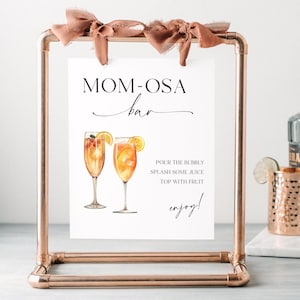 Momosa Bar Sign, Modern Mimosa Sign, Wedding Bar Menu Template, Bridal Shower Drinks Menu, Baby Shower Cocktail Signs, Instant Download