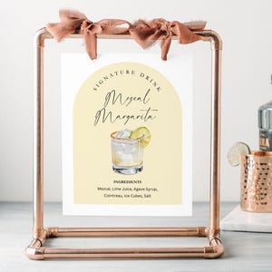 Modèle de signe de boisson arche Signature, modèle de toile modifiable, signe de cocktail signature unique, cocktail Margarita, téléchargement immédiat