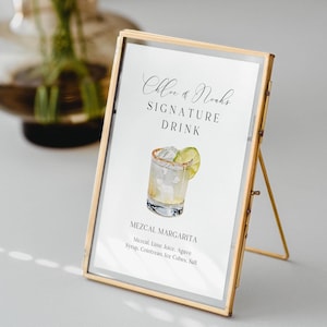 Modèle élégant de signe de boisson de signature, modèle modifiable de toile, signe de cocktail de signature unique, cocktail de Margarita, téléchargement immédiat
