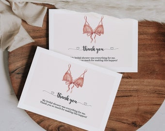 Bridal Shower Thank You Card Template, Wedding Thank You Note Card, Instant Download