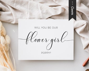 Minimalist Flower Girl Proposal, Canva Will You Be My Flower Girl Card Template, Printable, INSTANT DOWNLOAD