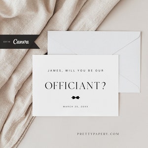 Modèle de carte de proposition d’officiant élégant, serez-vous notre carte d’officiant, modèle Canva, TÉLÉCHARGEMENT INSTANTANÉ
