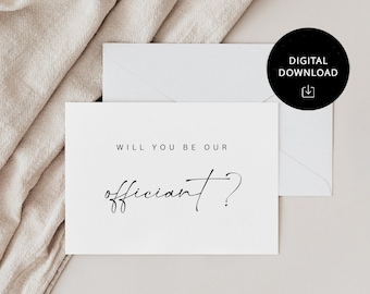 Minimal Digital Download Officiant Proposal Card, Will You Be Our Officiant Card, INSTANT DOWNLOAD, Ready To Print