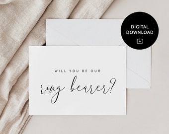 Minimal Digital Download Ring Bearer Proposal Card, Will You Be Our Ring Bearer, INSTANT DOWNLOAD, Ready To Print
