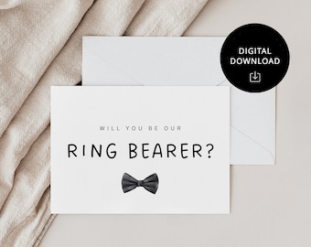 Playful Digital Download Ring Bearer Proposal Card, Will You Be Our Ring Bearer Card, INSTANT DOWNLOAD, Ready To Print