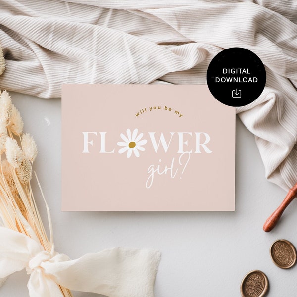 Boho Digital Download Flower Girl Proposal Card, Will You Be My Flower Girl Card, TÉLÉCHARGEMENT INSTANTANÉ, Prêt à imprimer