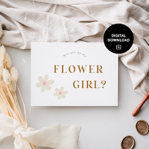 Süße Blumenmädchen Vorschlag Karte, digitaler Download, werden Sie meine Blumenmädchen Karte, INSTANT DOWNLOAD, fertig zum Drucken