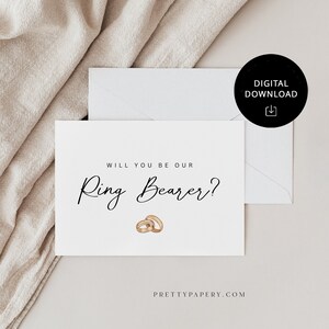 Golden Rings Téléchargement numérique Ring Bearer Proposal Card, Serez-vous notre porteur de bague, TÉLÉCHARGEMENT INSTANTANÉ, Prêt à imprimer