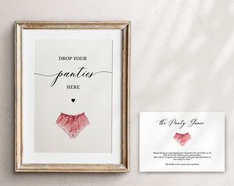 Pink Panty Game Sign and Card, Bridal Shower Bachelorette Party (Instant Download)