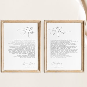 Wedding Vows First Anniversary Gift Template, His and Her Vows, Wedding Vows Wall Art Printable, INSTANT DOWNLOAD