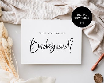 Bridesmaid Proposal Card, Modern Script (Digital Download)