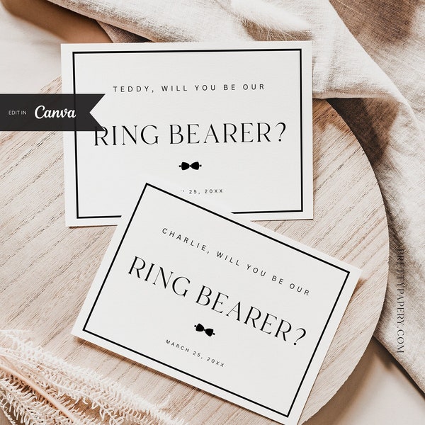 Canva Ring Bearer Proposal Card Template, Will You Be Our Ring Bearer Card, INSTANT DOWNLOAD