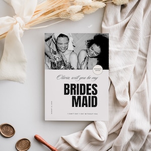 Carte de proposition de demoiselle d'honneur de style magazine, canva Will You Be My Bridesmaid, imprimable, TÉLÉCHARGEMENT IMMÉDIAT