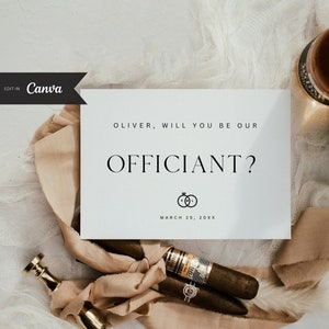 Einfache Officiant Vorschlag Kartenvorlage, Canva Vorlage, werden Sie unsere Officiant Karte, SOFORTIGER DOWNLOAD