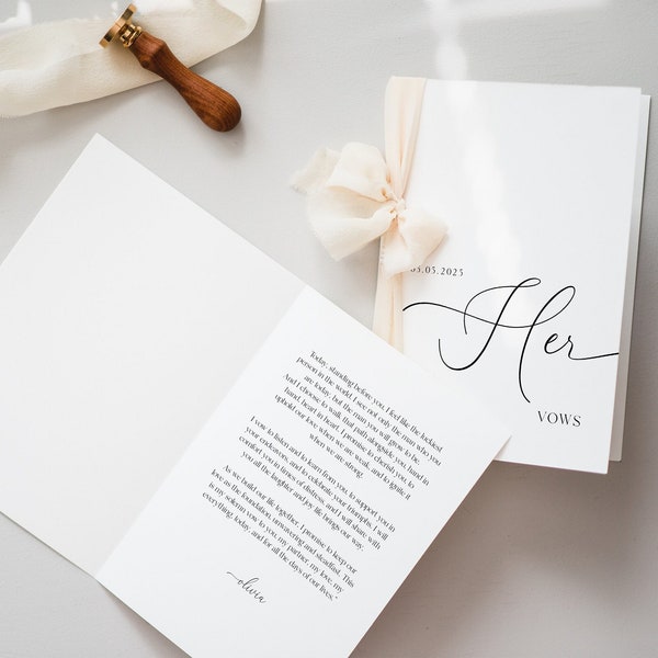 Vow Books Set of 2, His and Hers Vow Book Template Set, Wedding Vows Cards Template, INSTANT DOWNLOAD